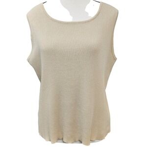 Pendleton XL Knit Tank Top Shell Beige Cream 100% Cotton Ribbed Sleeveless XL